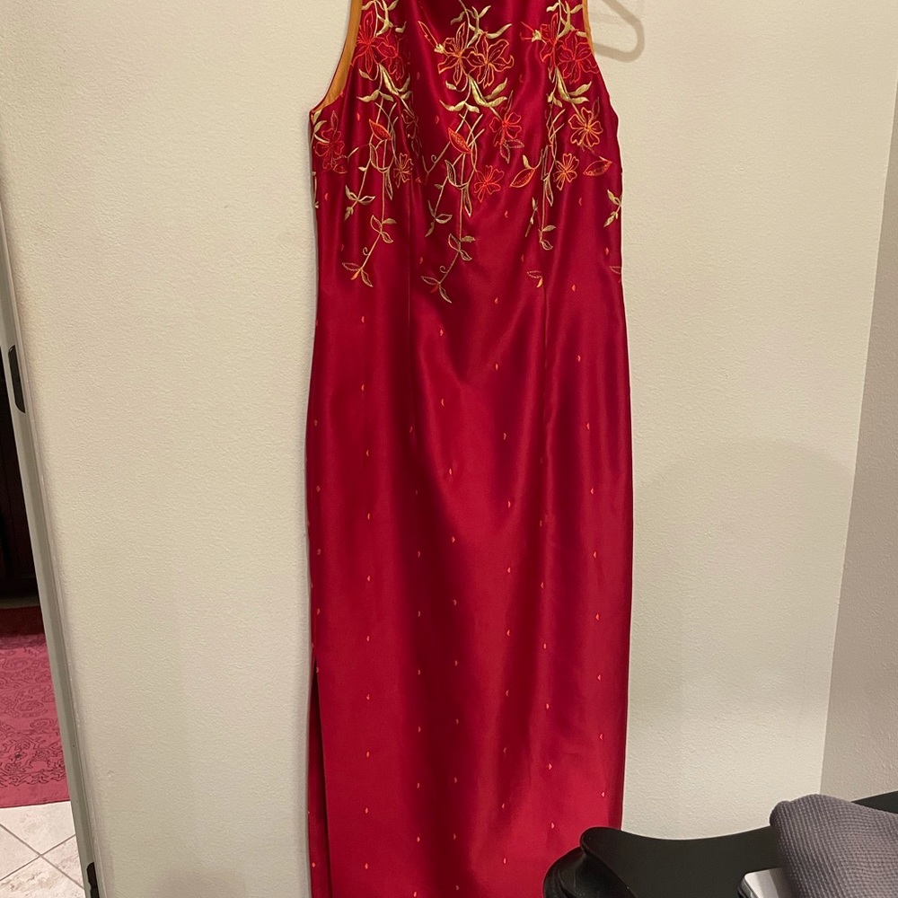 Long Red silk dress